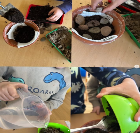 Das Experiment zum Wasser filtern wird in der Kita Holzhausen umgesetzt. © Ev.Kindergarten Holzhausen II.